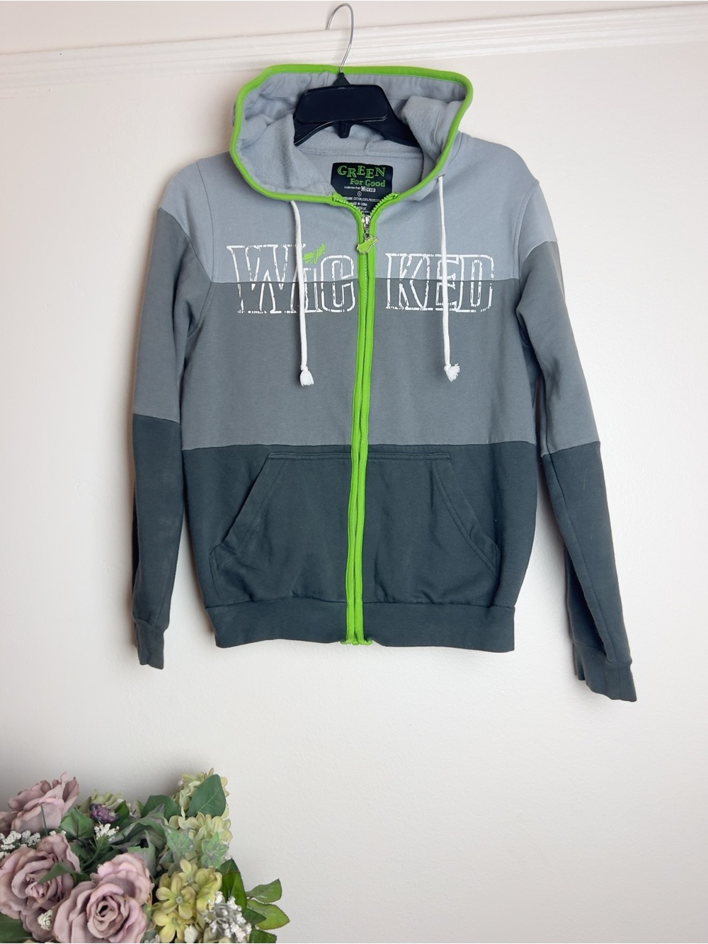 Wicked Green For Good Broadway Musical Hoodie Full Zip Up